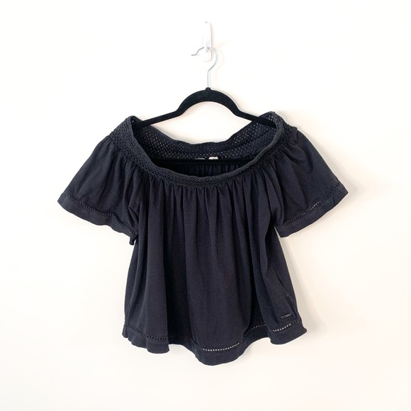Roxy Hey Tonight Black Off-the-Shoulder Blouse Size Small - Picture 6 of 12